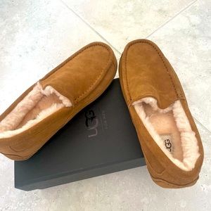 Brand New UGG® Men's Ascot Moccasin Slippers in CHESTNUT, Size 9